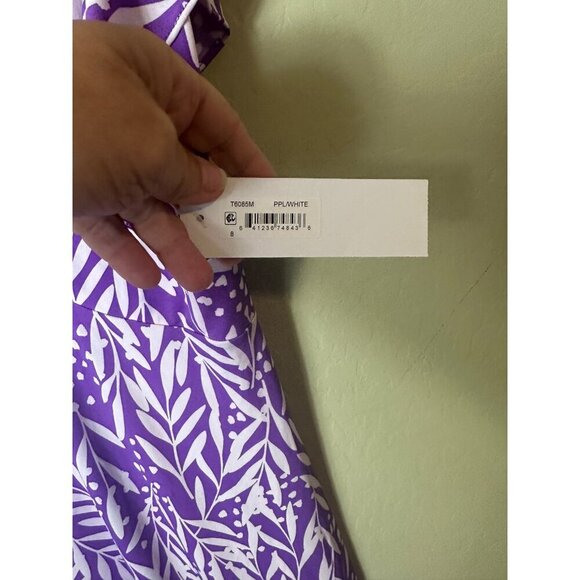 NWT London Times Women's Dress V-Neck Ruffle Sleeve Purple SZ 8 - Picture 5 of 6